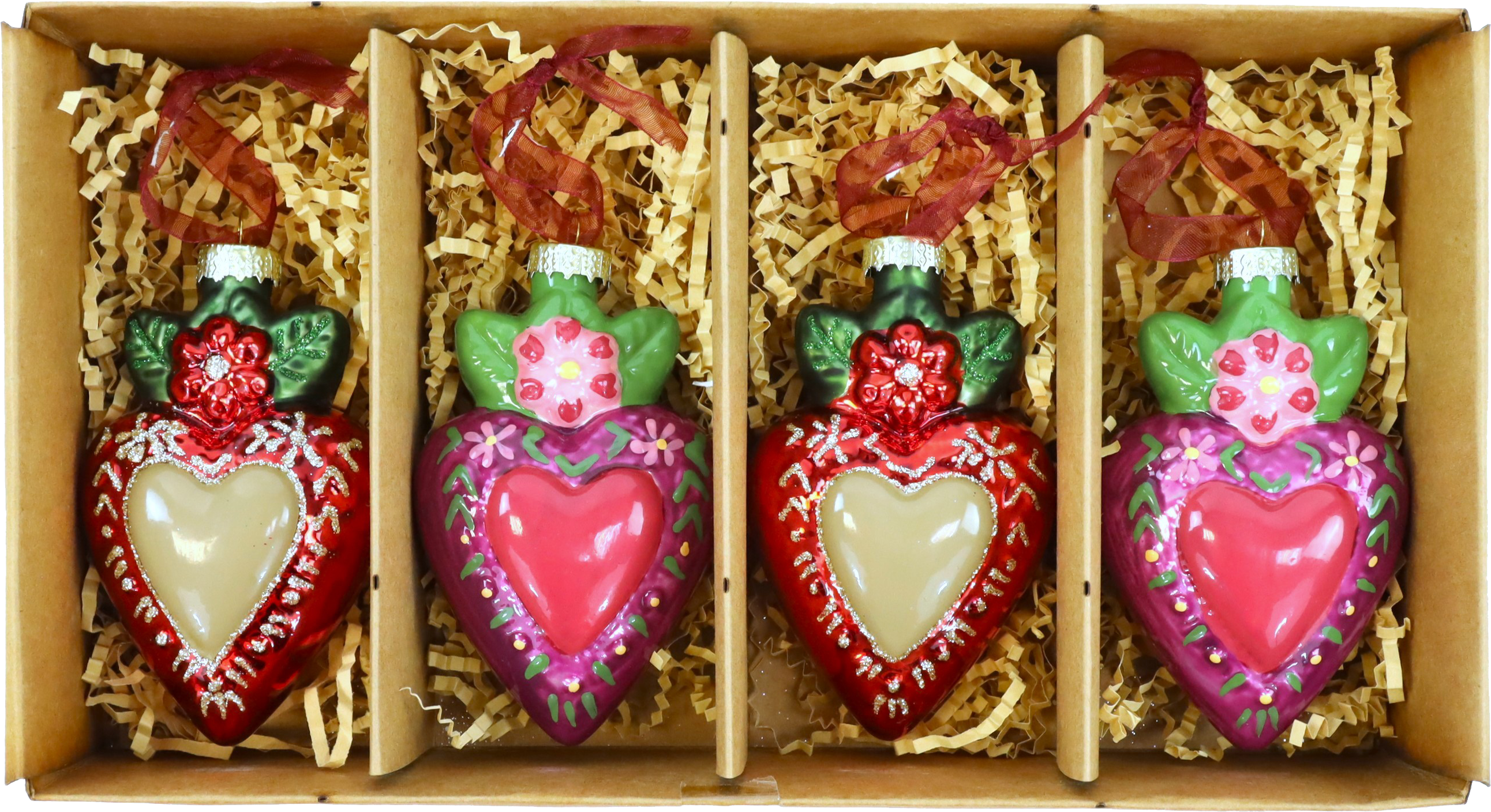 4920 GLASSCHMUCK FOLK HEARTS  S/4