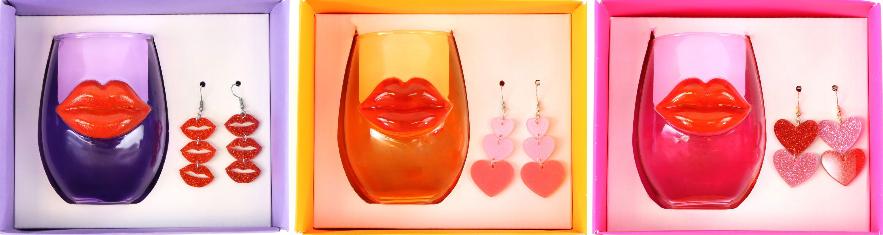 6727 GIFTBOXEN:GLAS+OHRRINGE BISOU  S/3