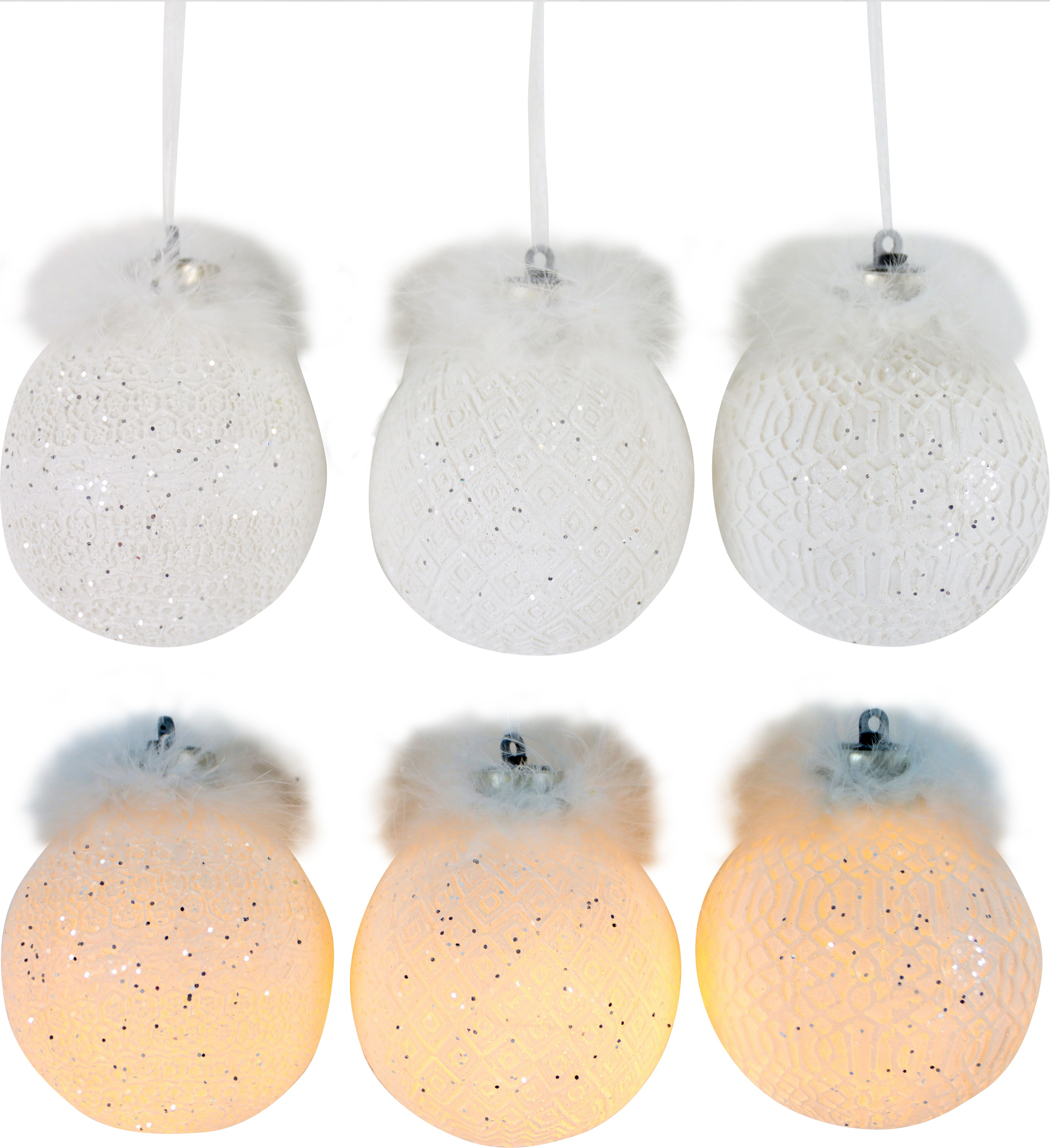 8002 LED-KUGELN FEDERKLEID  S/3