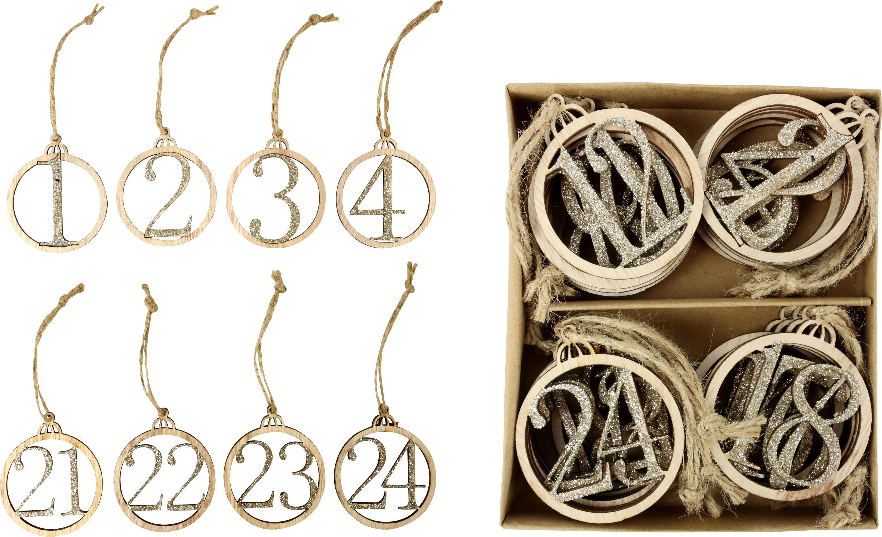 8312 HOLZHÄNGER XMAS-ZAHLEN IN BOX S/24