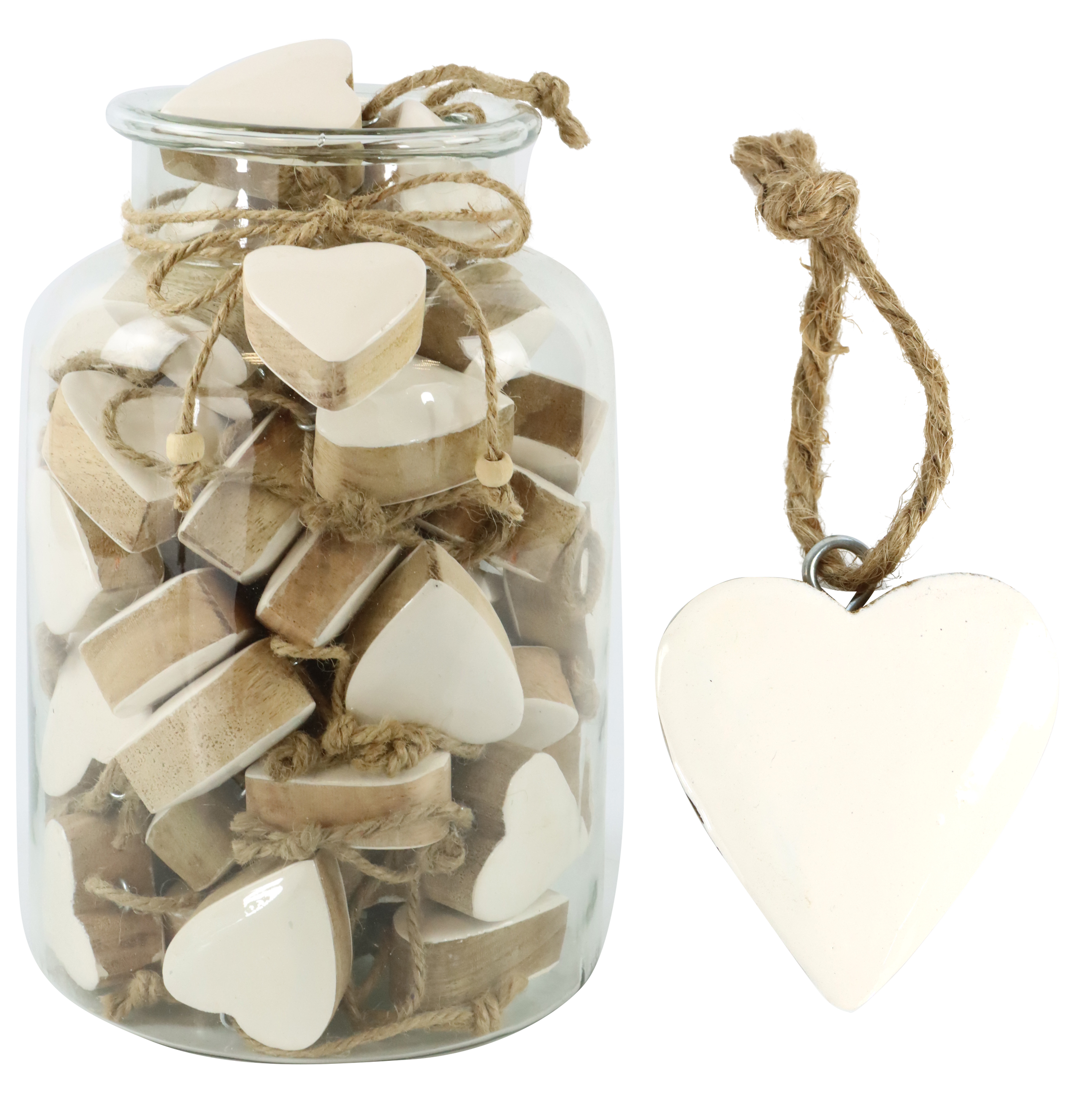 8867 GLAS MIT HERZHÄNGERN WEIß  S/61