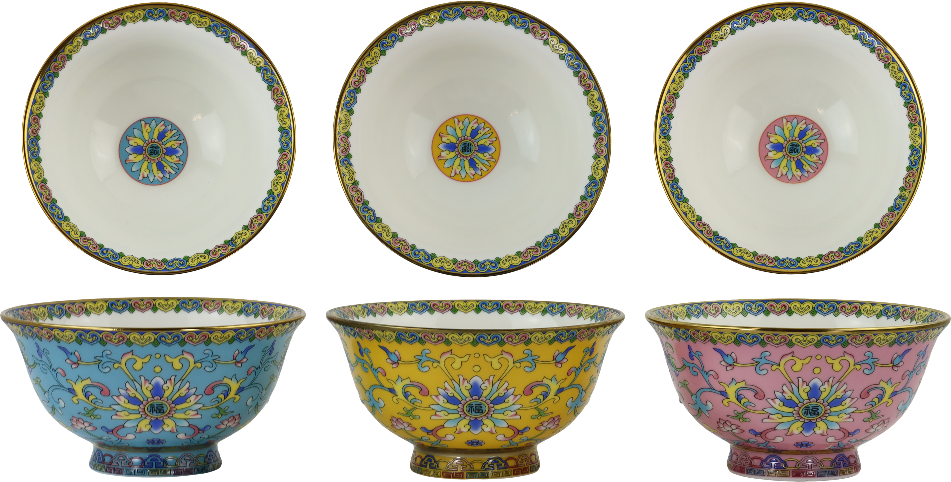 9234 SCHALEN CHINESE FLOWERS  S/3